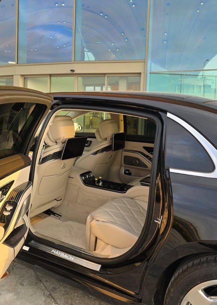 Luxury private transfer vehicle parked outside Istanbul Airport arrivals exit