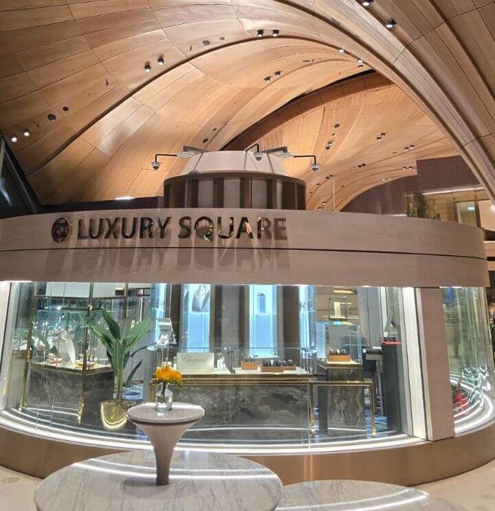 Duty-free shopping area inside Istanbul Airport international terminal